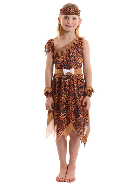 Little Cave Girl Kids Prehistoric Costume - Main Image