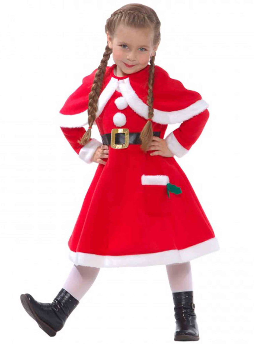 Girls Little Miss Santa Red Christmas Costume