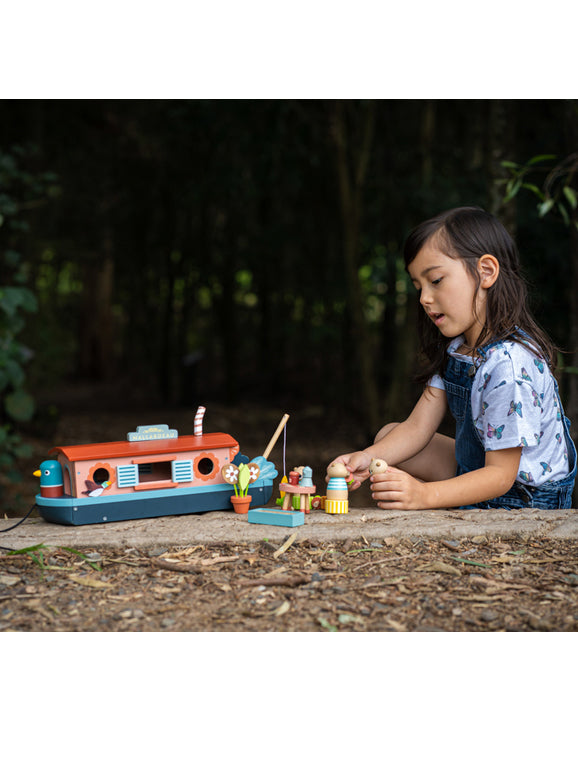 Little Otter Canal Boat Childrens Wooden Toy Set - Lifestyle Image 5