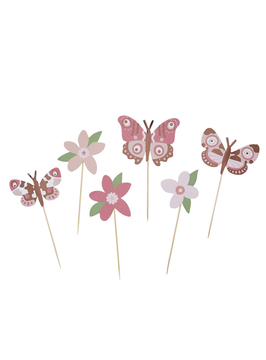 Little Princess 12 Pack Butterfly and Flower Food Picks - Main Image