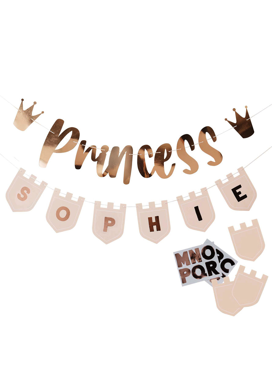 Little Princess 220cm Long Gold Customisable Banner - Main Image