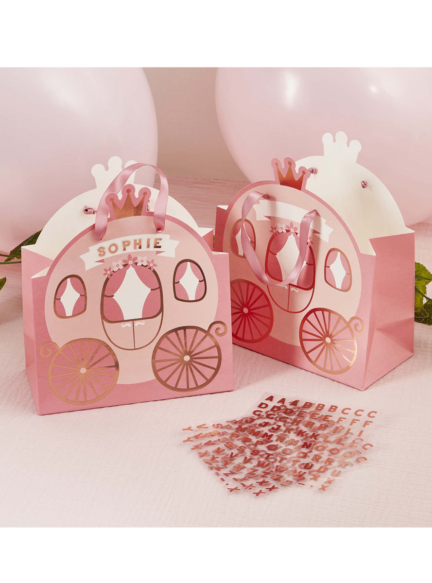 Little Princess 4 Pack Pink Carriage Customisable Party Favour Bags - Lifestyle Image 1