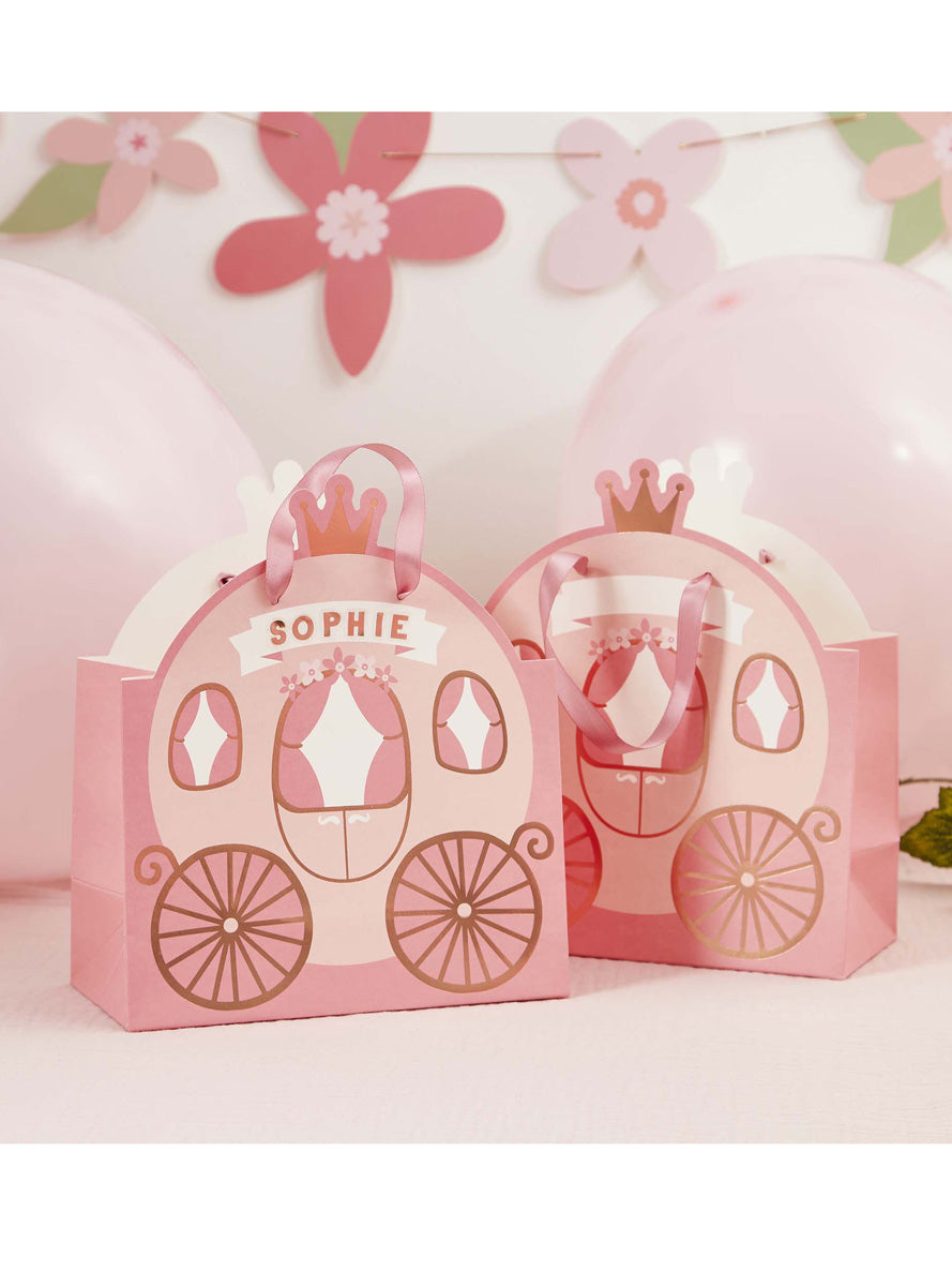 Little Princess 4 Pack Pink Carriage Customisable Party Favour Bags - Lifestyle Image 2