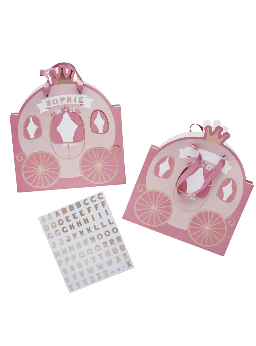 Little Princess 4 Pack Pink Carriage Customisable Party Favour Bags - Main Image