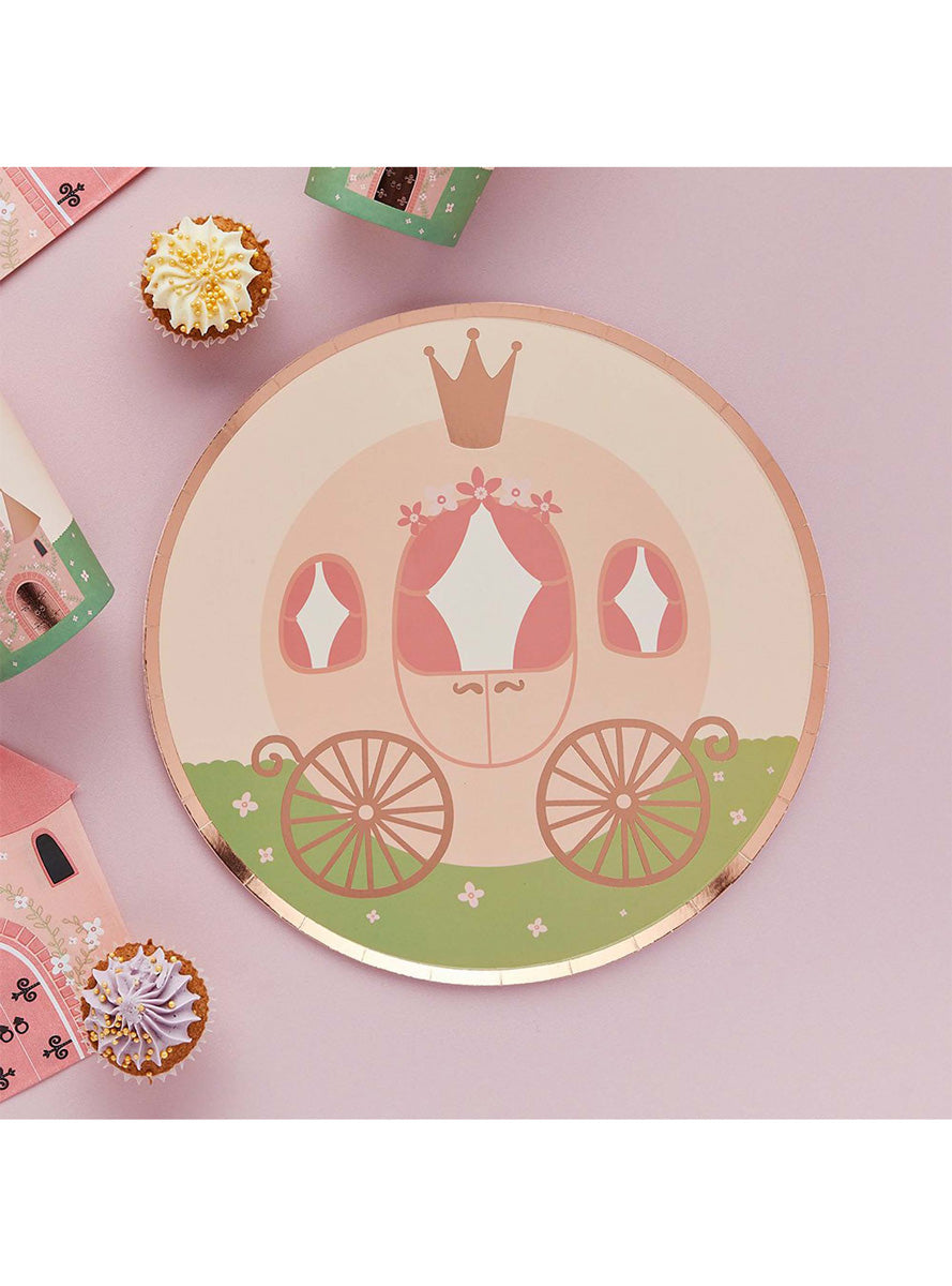 Little Princess Carriage 8 Pack 23cm Round Paper Plates – Lifestyle Image