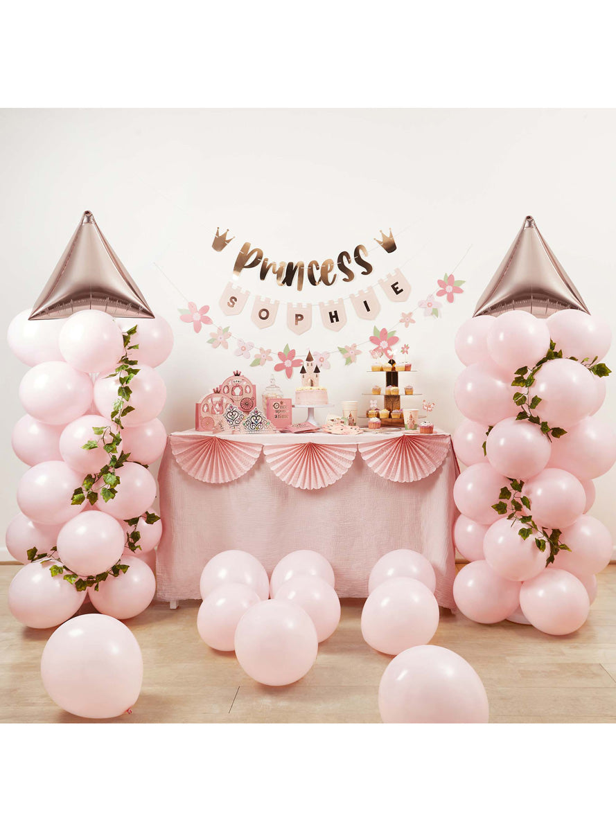 Little Princess Pink and Rose Gold Turret Balloon Set - Lifestyle Image