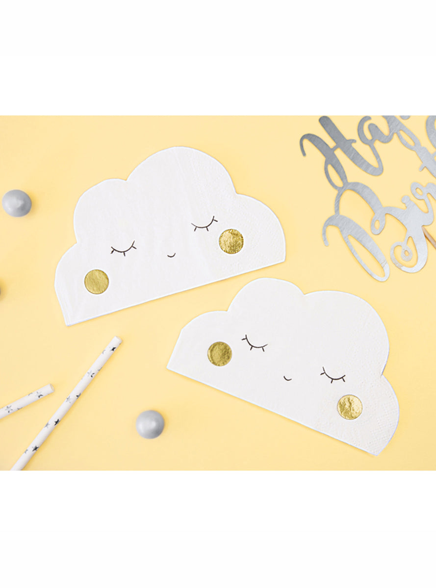 Little Star 20 Pack White Cloud Shaped Napkins - Lifestyle Image