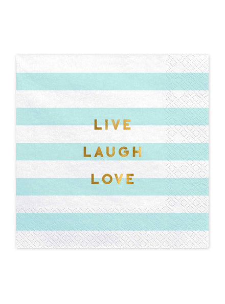 Live Laugh Love 20 Pack Blue and White Striped Lunch Napkins - Main Image