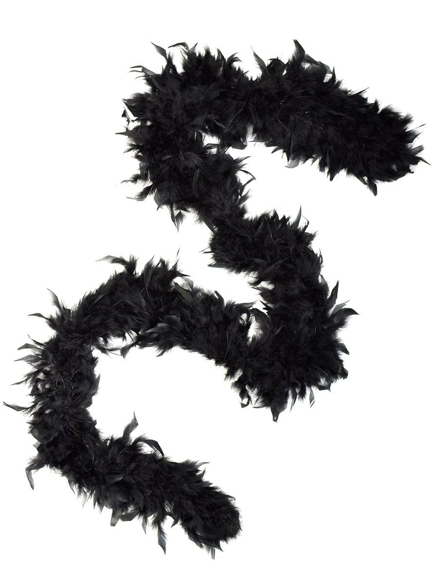 Image of Long Fluffy Black 1920s Feather Boa Costume Accessory