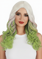 Curly Blonde and Green Ombre Women's Costume Wig - Main Image