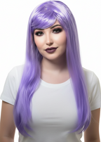 Long Women's Straight Light Purple Costume Wig with Fringe - Main Image