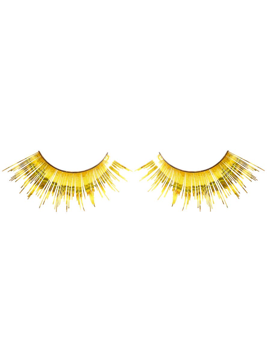 Image of Long Metallic Gold Tinsel False Eyelashes - Main Image