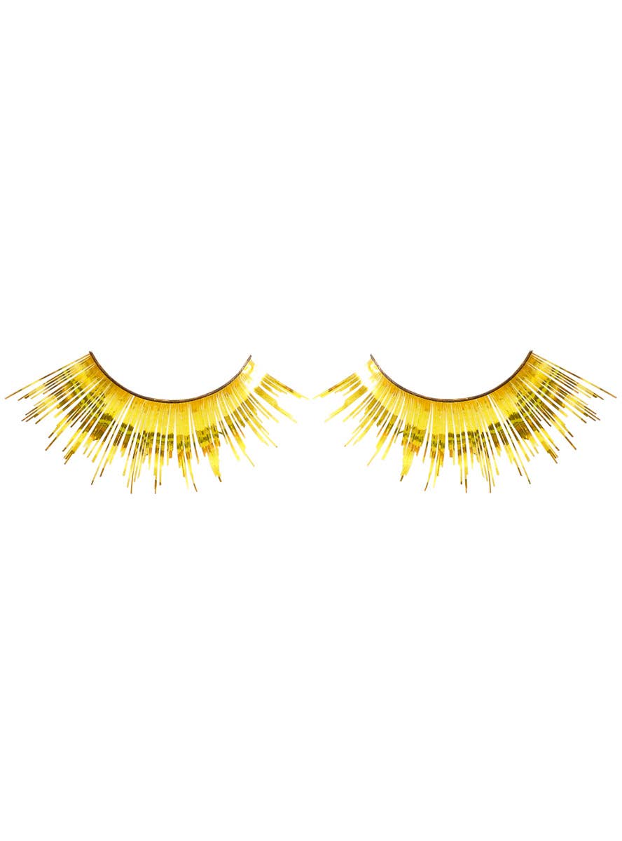 Image of Long Metallic Gold Tinsel False Eyelashes - Main Image