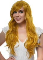 70cm Womens Long Curly Golden Ginger Synthetic Costume Wig - Main Image