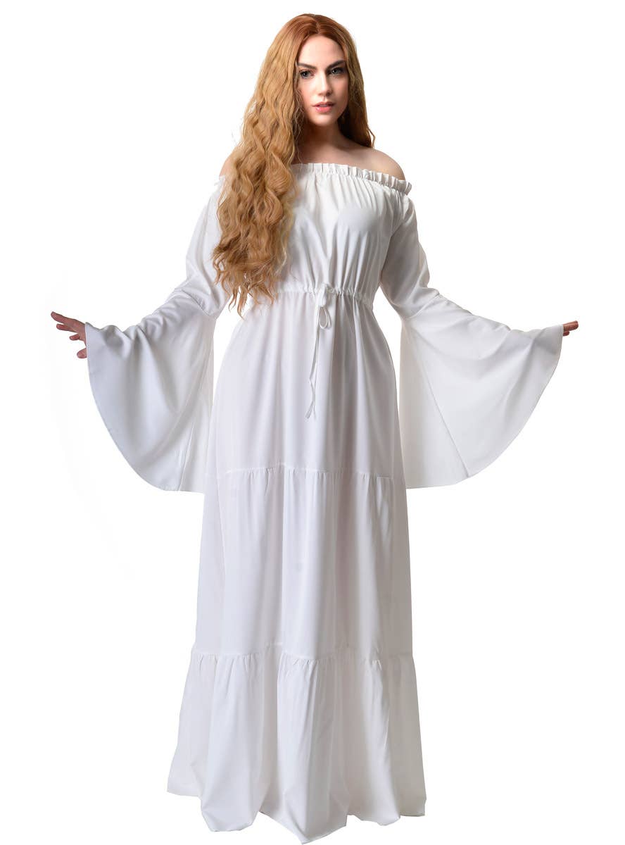 Image of Medieval Bright Red Women's Costume Dress - Alternate Wear Front View 1