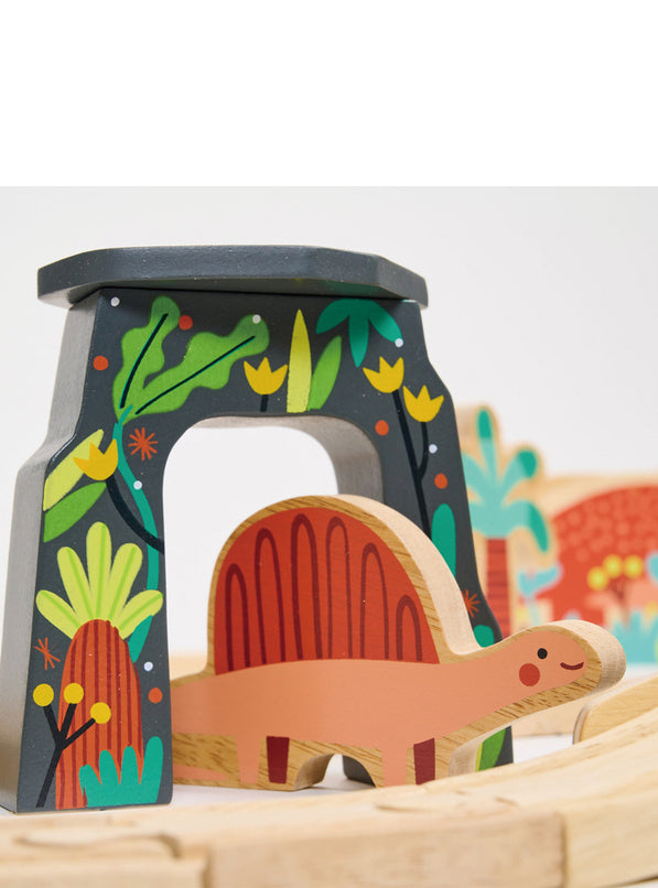 Lost World Dinosaur Wooden Train Toy Set For Children - Close Image 4