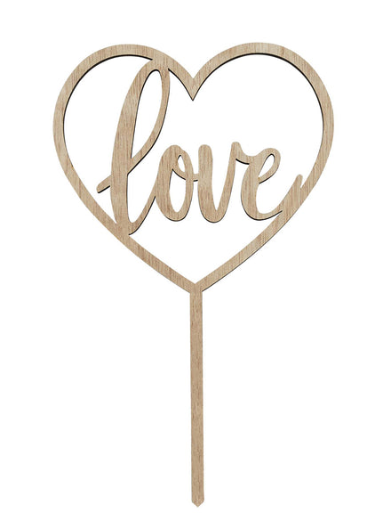 Love 23cm Wooden Cake Topper - Main Image