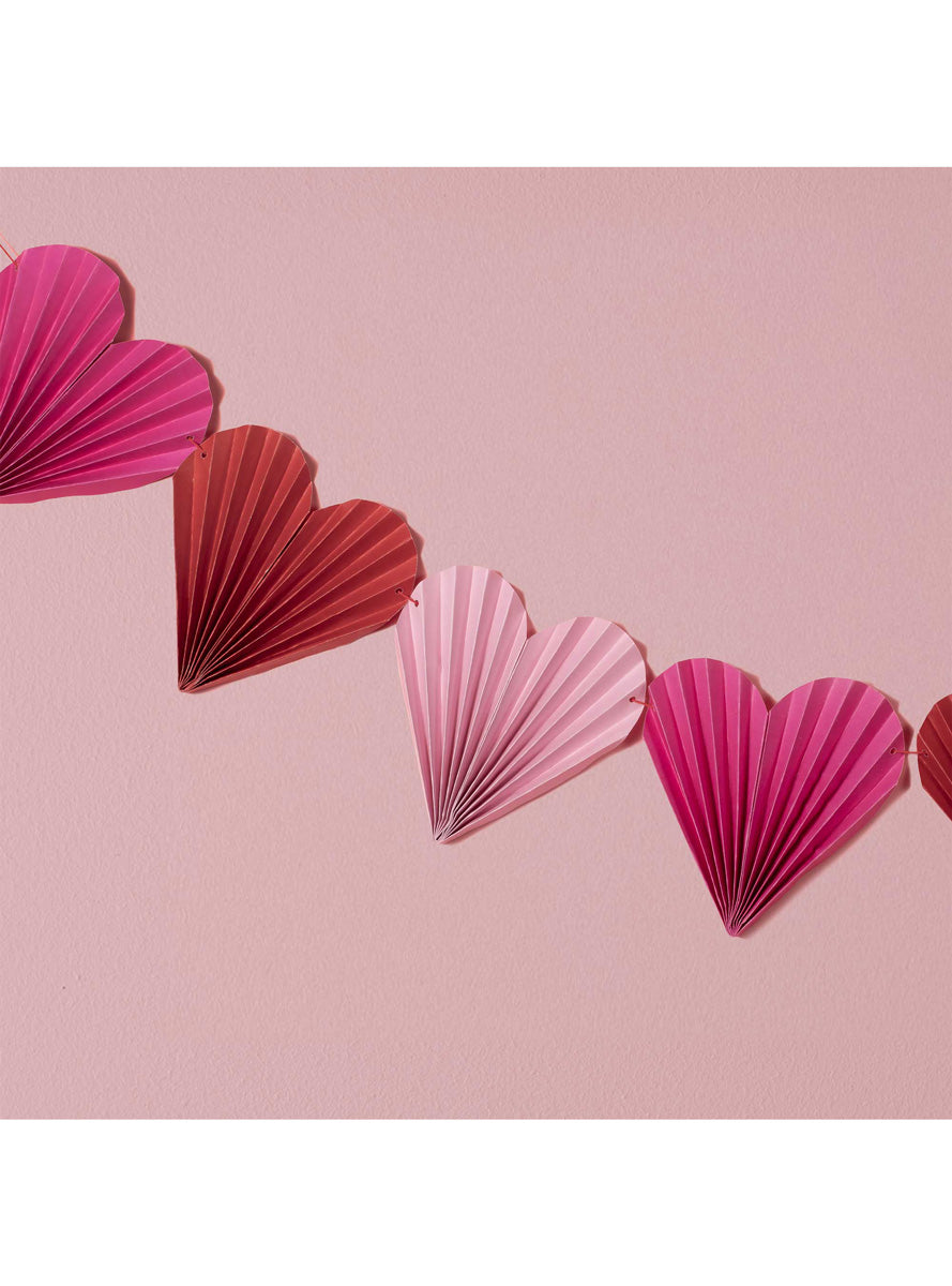 Love Out Loud 2m Long Paper Fan Heart Garland - Close Image