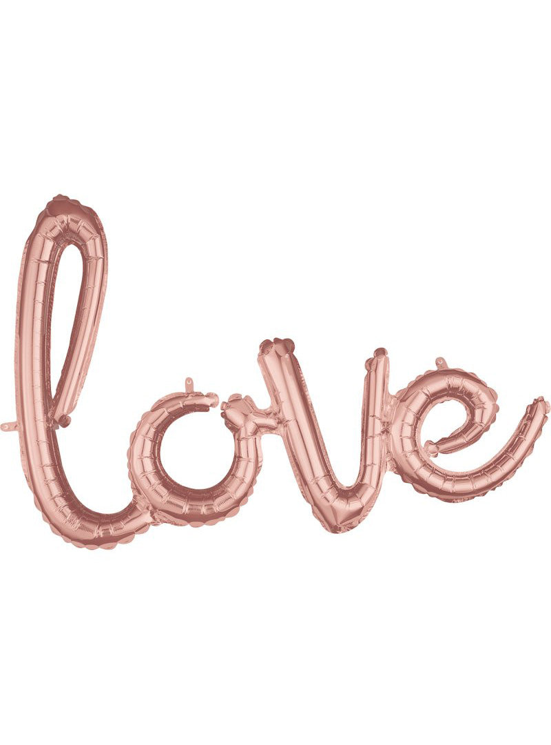 Love Script Rose Gold 78cm Air Fill Self Sealing Foil Balloon - Main Image
