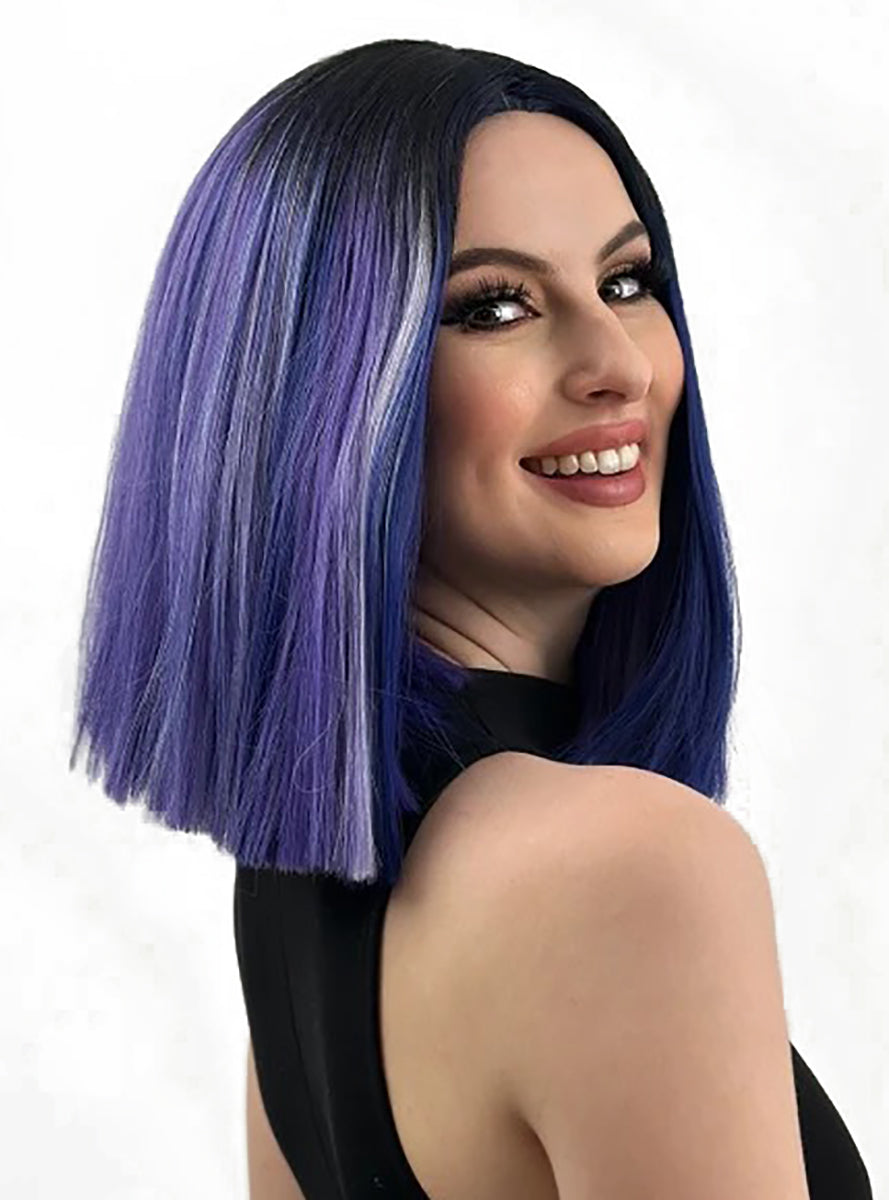 Lulu Purple and Blue Long Bob with Dark Roots