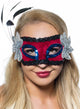 Red Velvet Masquerade Mask With Side Feathers