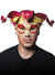 Half Face Red Musical Jester Men's Masquerade Mask Front