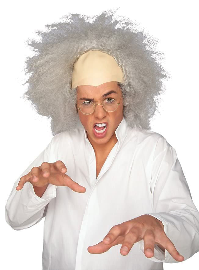 Mad Scientist Mens Grey Frizzy Costume Wig - Main Image