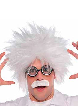 White Scientist Wig and Moustache Set