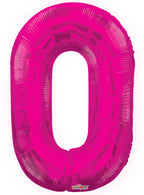 Image of Magenta Pink 87cm Number 0 Party Balloon