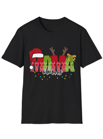 Mama Claus Womens Black Christmas T-Shirt - Main Image