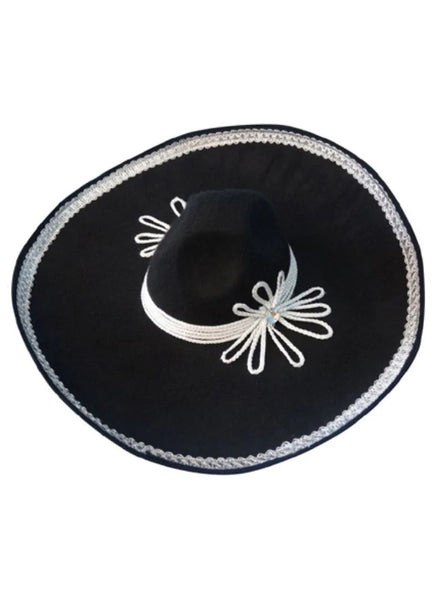 Mariachi Mens Black Costume Hat with White Trim - Main Image