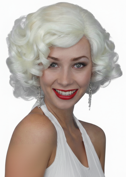 Womens Platinum Blonde Short Marilyn Movie Star Costume Wig Main Image - Main Image