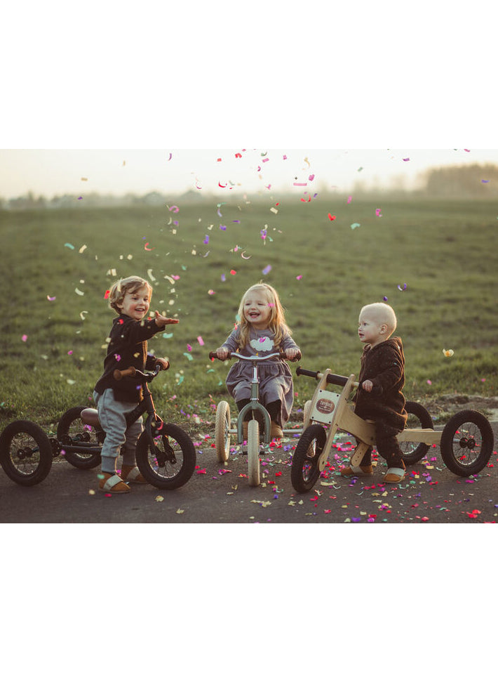 Matte Black Steel Trybike Tricycle For Children - Lifestyle Image 1