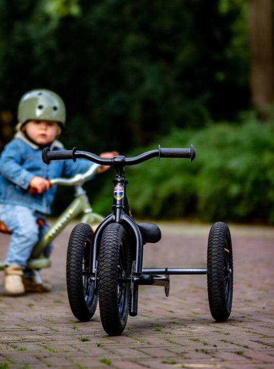 Matte Black Steel Trybike Tricycle For Children - Lifestyle Image 2