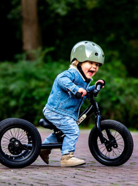 Matte Black Steel Trybike Tricycle For Children - Lifestyle Image 3