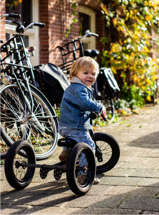 Matte Black Steel Trybike Tricycle For Children - Lifestyle Image 6