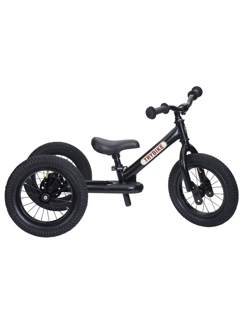 Matte Black Steel Trybike Tricycle For Children - Main Image