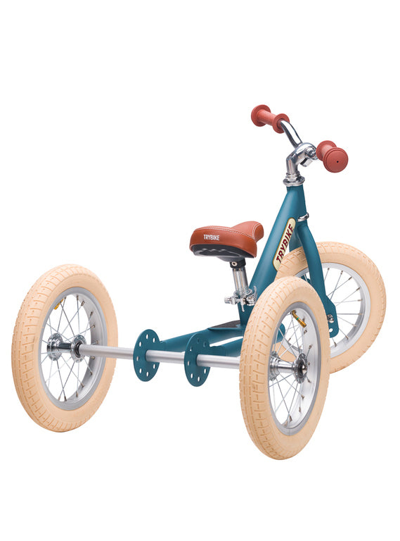 Matte Blue Vintage Tricycle Trybike For Children - Back Image 1