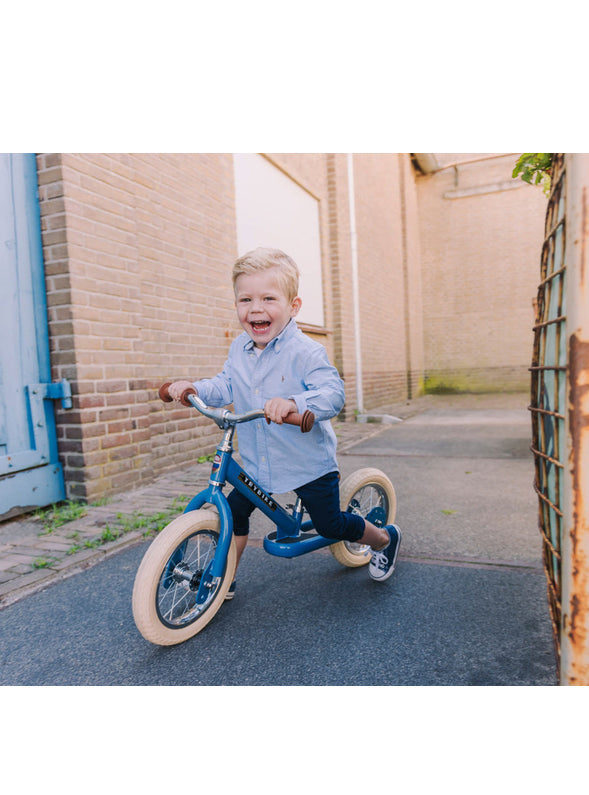 Matte Blue Vintage Tricycle Trybike For Children - Lifestyle Image 2