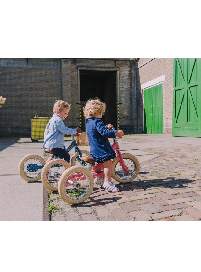 Matte Blue Vintage Tricycle Trybike For Children - Lifestyle Image 4