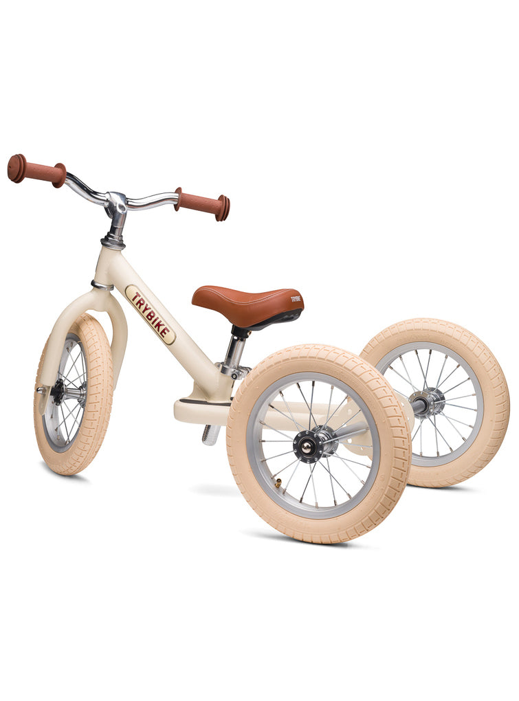 Matte Cream Vintage Tricycle Trybike For Children - Back Image 2