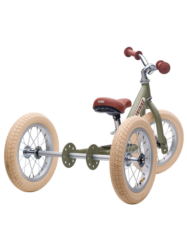 Matte Green Vintage Trybike Tricycle For Children - Back Image 1