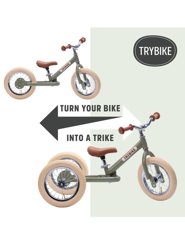Matte Green Vintage Trybike Tricycle For Children - Info Image 1