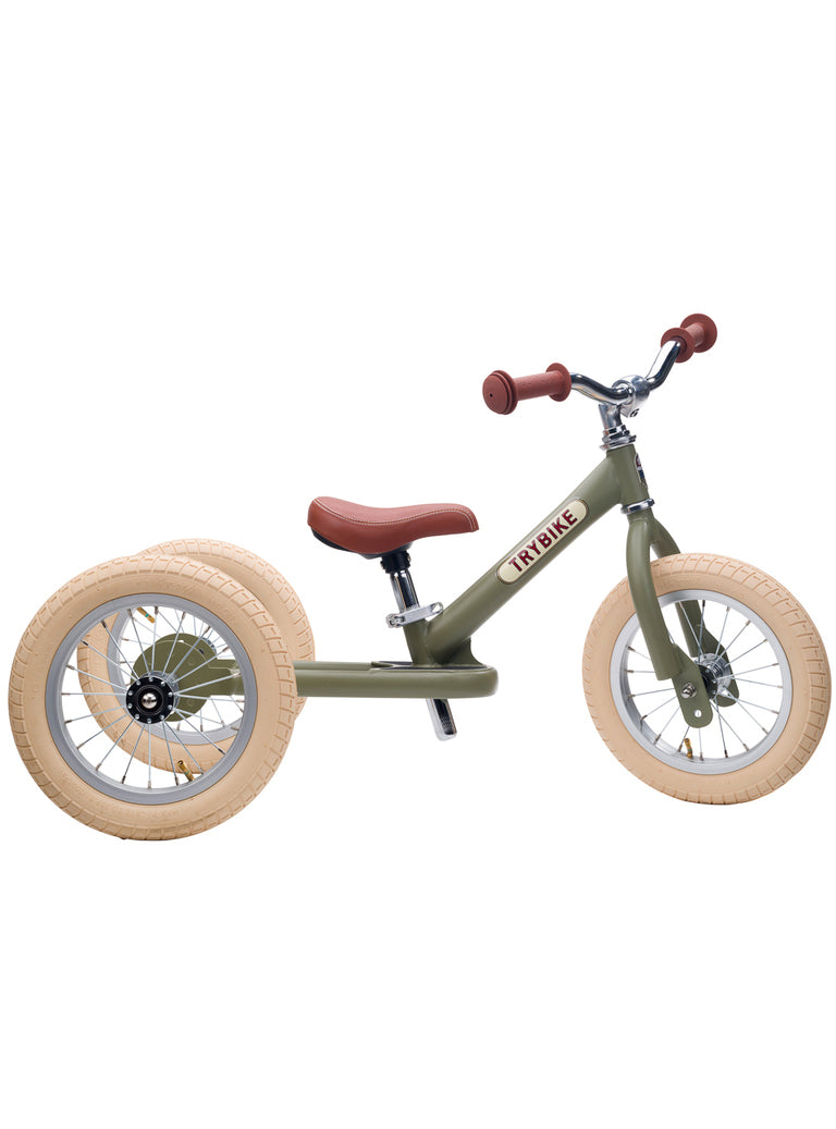 Matte Green Vintage Trybike Tricycle For Children - Main Image
