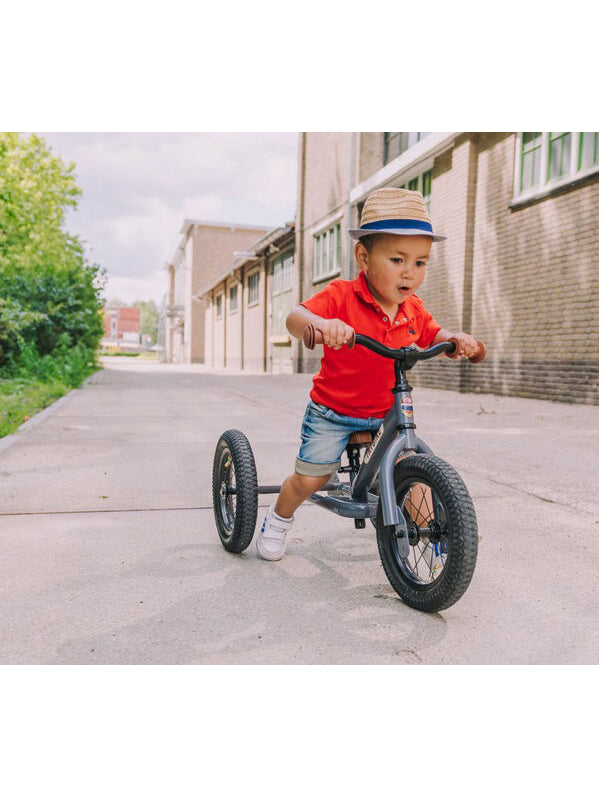 Matte Grey Vintage Tricycle Trybike For Children - Lifestyle Image 2