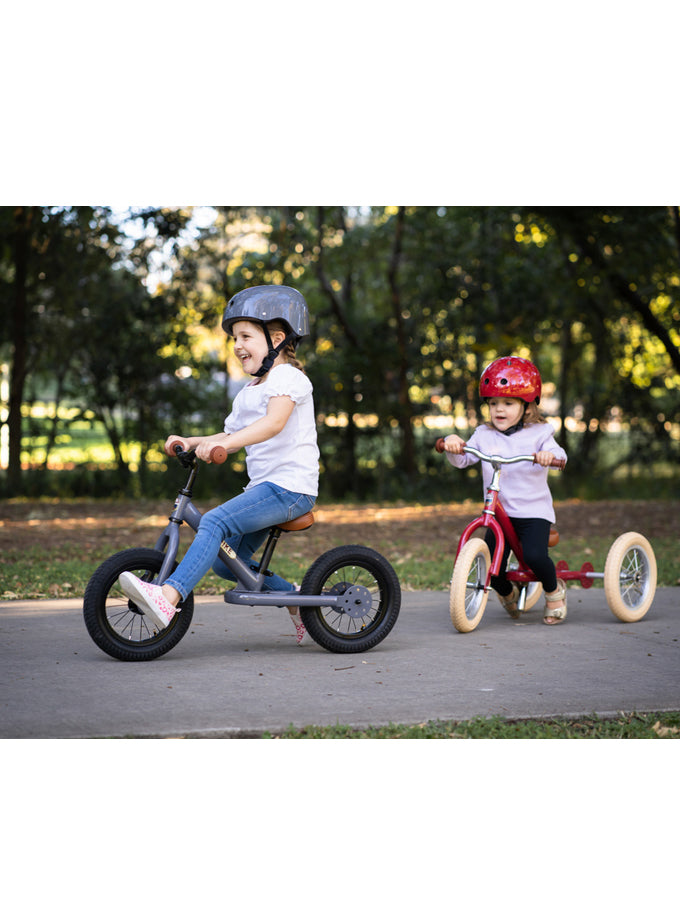 Matte Grey Vintage Tricycle Trybike For Children - Lifestyle Image 4