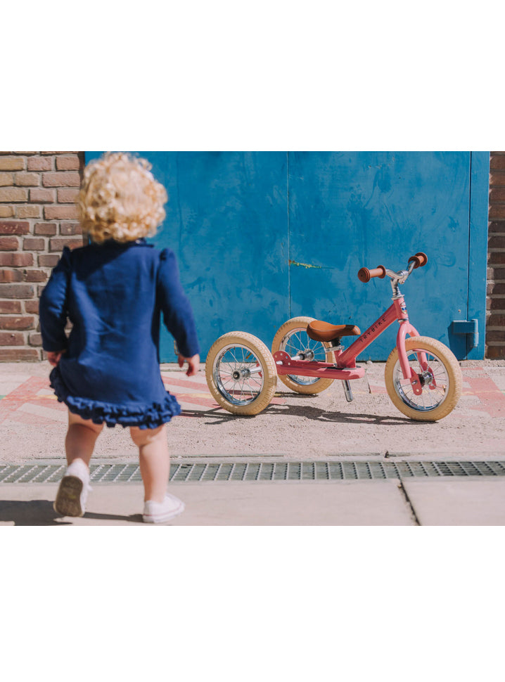Matte Pink Vintage Tricycle Trybike For Children - Lifestyle Image 2