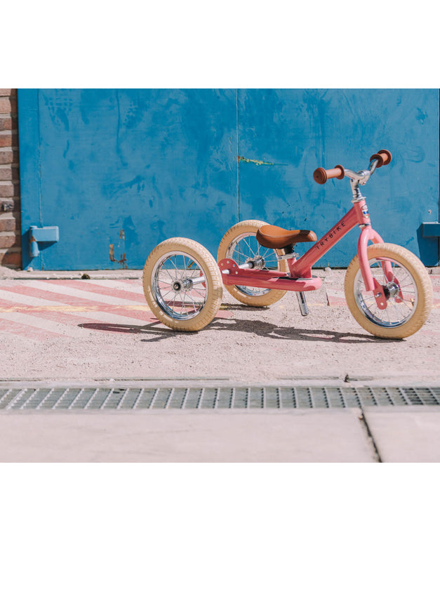 Matte Pink Vintage Tricycle Trybike For Children - Lifestyle Image 3