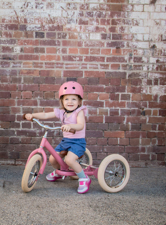 Matte Pink Vintage Tricycle Trybike For Children - Lifestyle Image 4