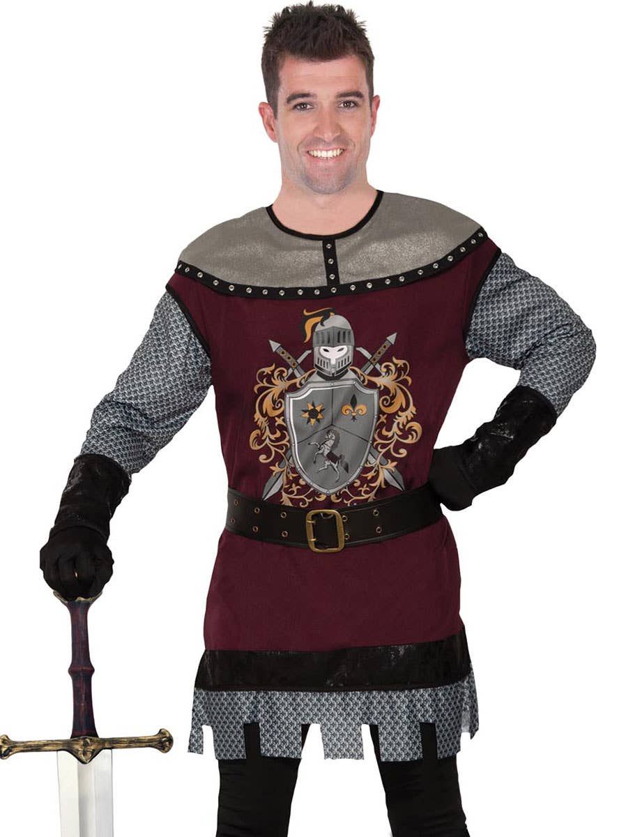 Image of Brave Medieval Knight Men's Fancy Dress Costume - Close Up Image